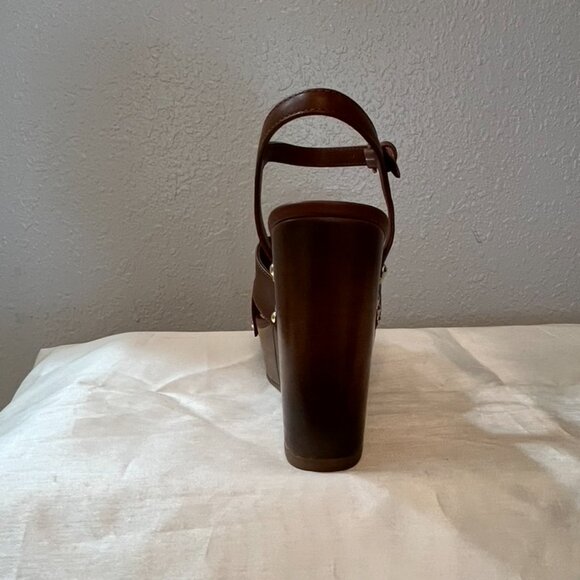 Aldo Brown Leather Wedge Sandals – Size 6.5 / 37 – Made in Brazil – NEW - Picture 4 of 10